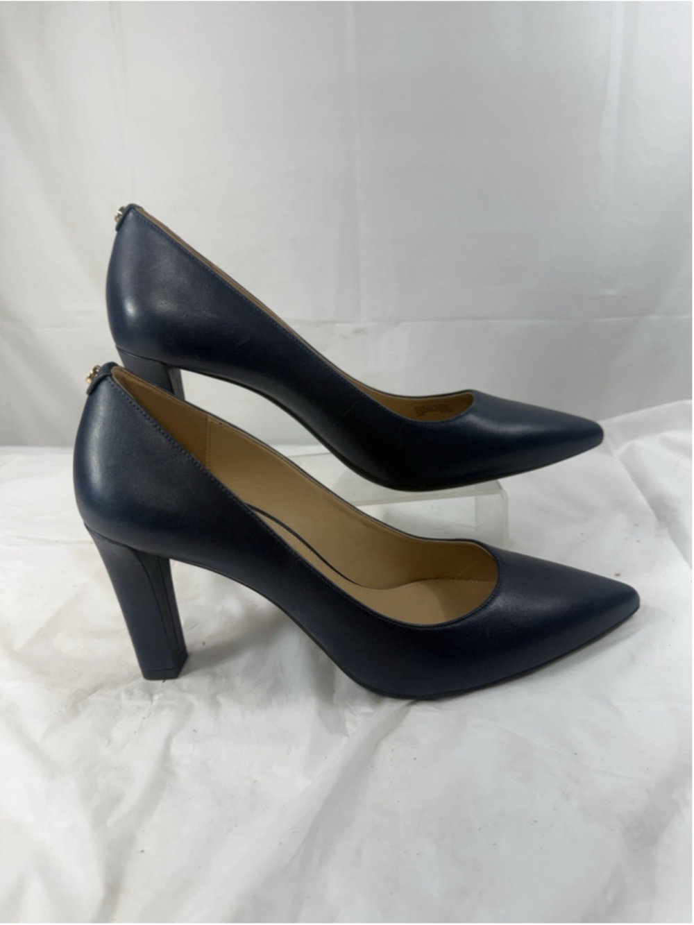 Michael Kors Alina Flex Navy Leather Pointed Toe Pumps Heels Women’s Size 10M - Picture 7 of 16
